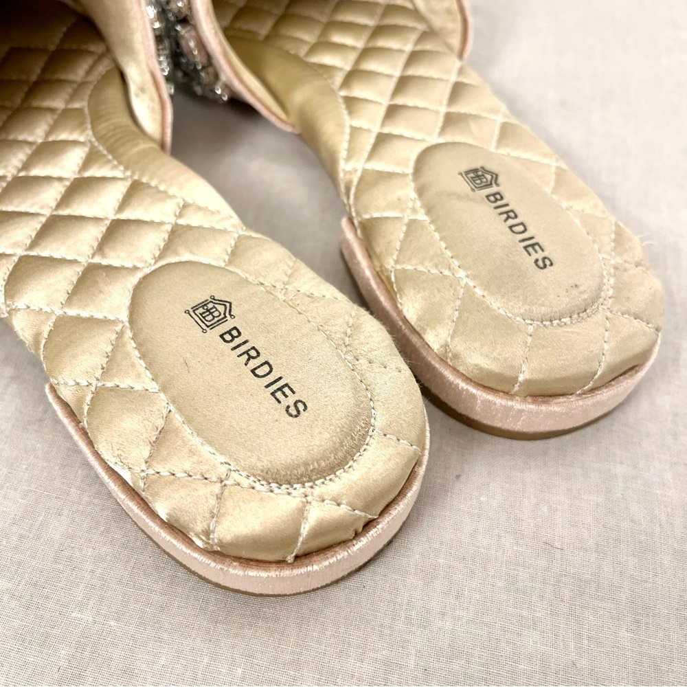 Birdies Size 8 The Songbird Slippers Rose Pink Embellished Crystal Velvet Slides - Picture 5 of 8